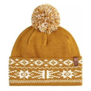 Obermeyer Nordic Pom Beanie Cortado Mustard Yellow White Fair Isle Unisex NWT‎